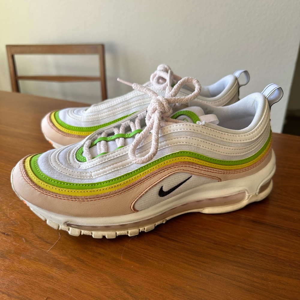 Nike Air Max 97 'Feel Love' White Pearl Pink Green Women’s Size 9.5